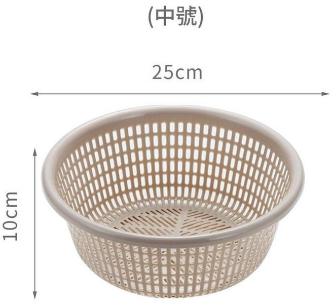 加厚塑膠瀝水菜籃, 卡其中號, 1個