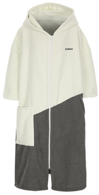 서브22 비치타올 서핑 물놀이 후드 판초 타월, 투톤 그레이, 1개