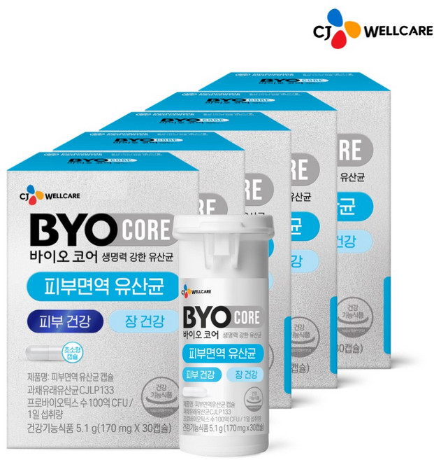 BYO 코어 피부면역 유산균, 30정, 5개