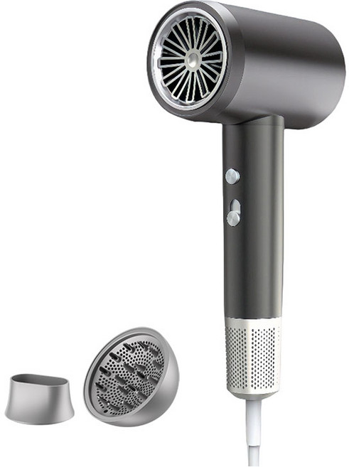 Allilio 초고속 음이온 헤어 드라이기 고출력 2000W 빠른 건조 저소음 경량, 블랙