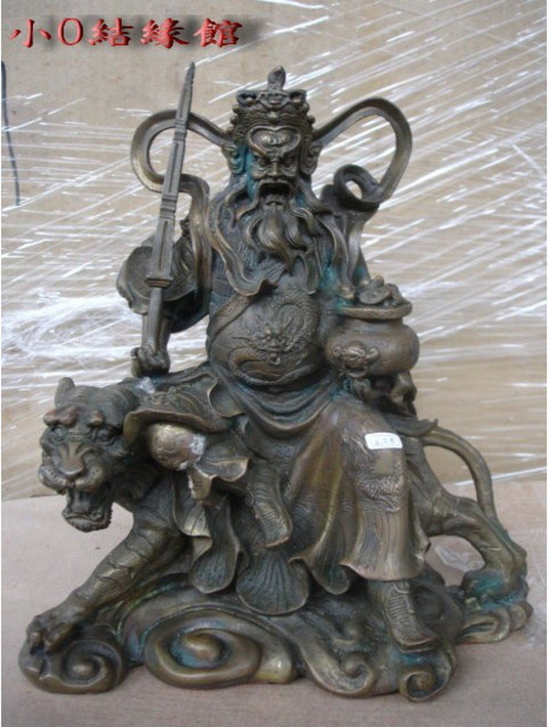 小O結緣館 仿古銅雕武財神擺飾 24x14x26公分
