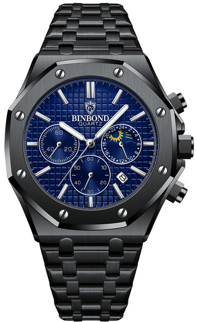 스미스[당일출고]BINBOND B-0135] 남성 정장/캐주얼/명품디자인/크로노그래프/강화그라스/메탈 3기압 생활 방수 Quartz(JAPAN) WATCH선물용고급박스