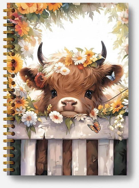 Guymn Autism Highland Cow 노트 자폐 엄마 선물 저널 Neurovarious ASD 인식 수용 하드커버 나선형 노트 여성용 하이랜드 소 선물 14.9, Highland Cow-14