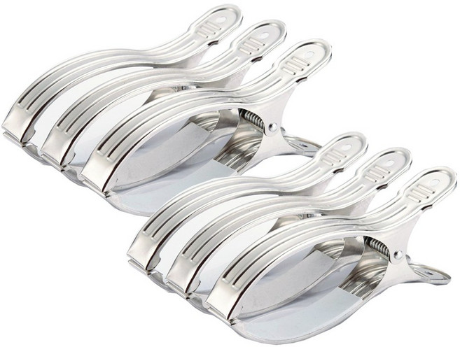 스테인리스 빨래집게 C형, 메탈, 6개