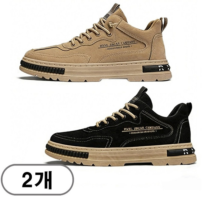 차쿠 1+1(2세트) 남성 가죽 신발 단화 작업 아웃도어 중년 아빠 스니커즈 운동화 일상 신발