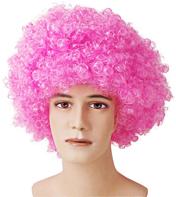 파티로 점보 곱슬가발 폭탄머리 파마머리 노래방 디스코 가발, 핑크