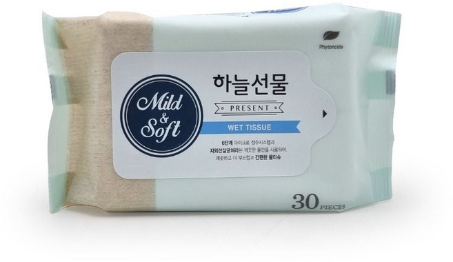하늘선물 물티슈 30매 리필 여행용 소형 물휴지 sis*27115Zf, 30개입, 1개