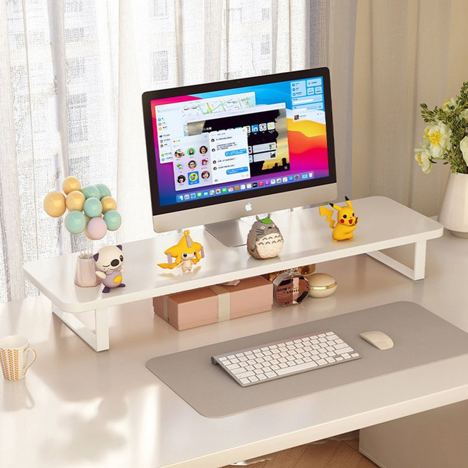 Danni 심플 우드 모니터 받침대, 화이트