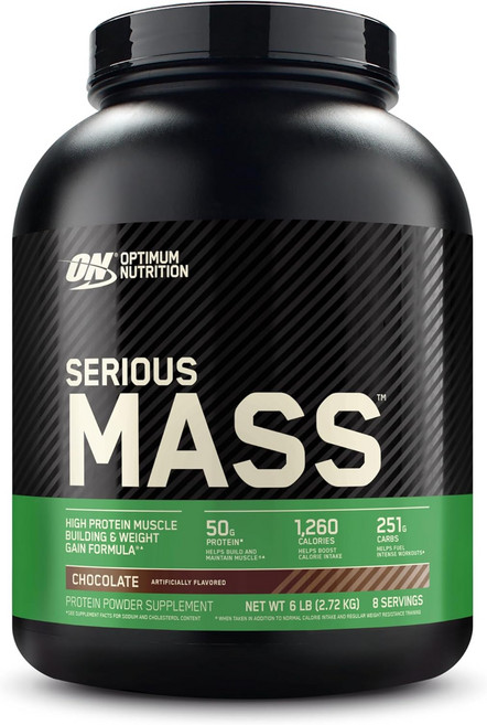 Optimum Nutrition Serious Mass 체중 증가 단백질 파우더 체중 증가 면역 지원을 위한 비타민 C 및 아연 크레아틴 초콜릿 6파운드(포장은 다를, OptimumNutritionSeriousMass체중증, 1개, 2.72kg