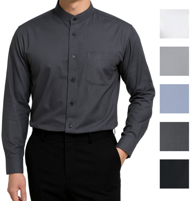 차이나카라 남자 헨리넥 셔츠 긴팔 일반핏 90~130사이즈 남성 셔츠