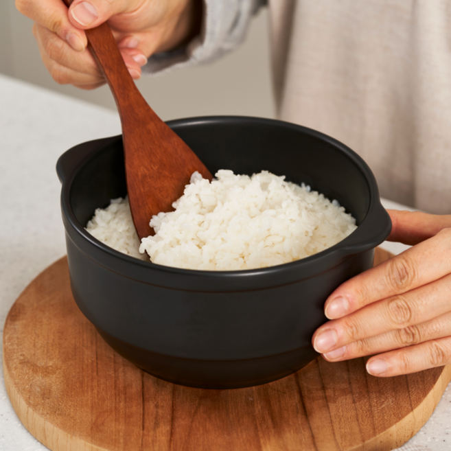 뚝당 뚝배기 저당밥솥 전자레인지 다이어트 밥솥, 1개, 블랙