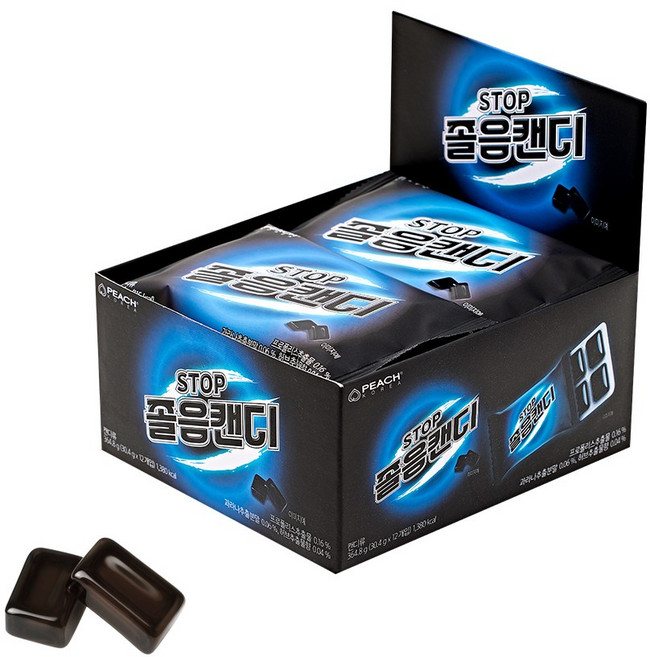피치코리아 STOP 졸음캔디 (1BOX) 잠이 확깨는 민트 졸음방지사탕 졸음운전방지 수험생 캔디, 12개, 30g