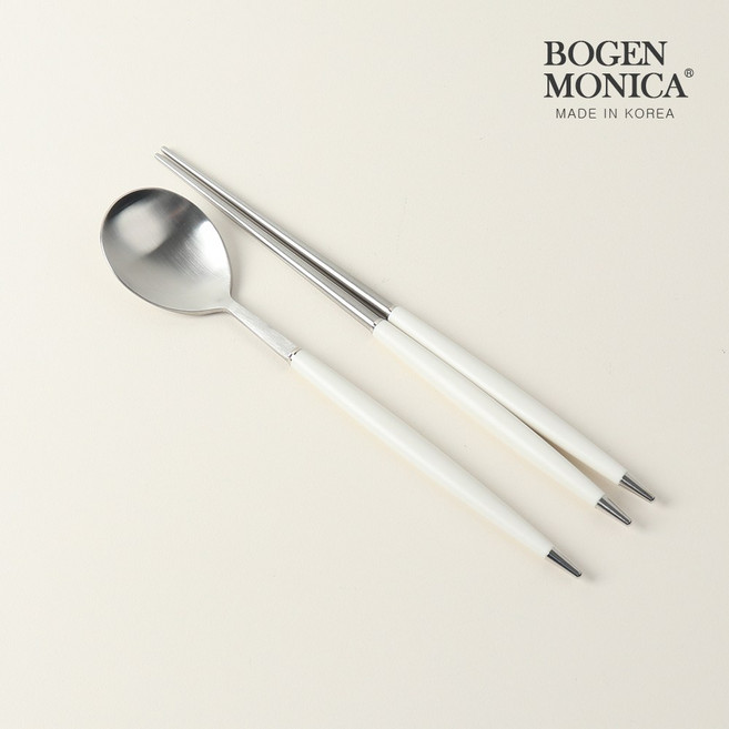 [파격사은품] 국산 1인 수저세트, 1세트, 숟가락+젓가락, 화이트