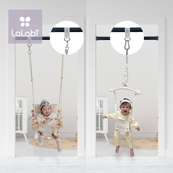 라라비 도어형 아기그네 + 점퍼루 세트 2in1 스윙점퍼 풀세트 포터블, 핑크 + 퍼플, 1개