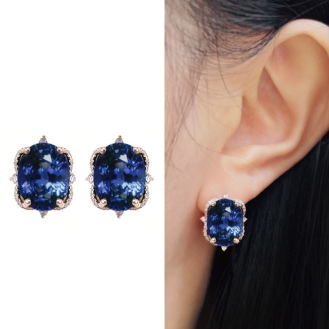 [혜성주얼리] 줄리아 딥블루 사파이어 귀걸이