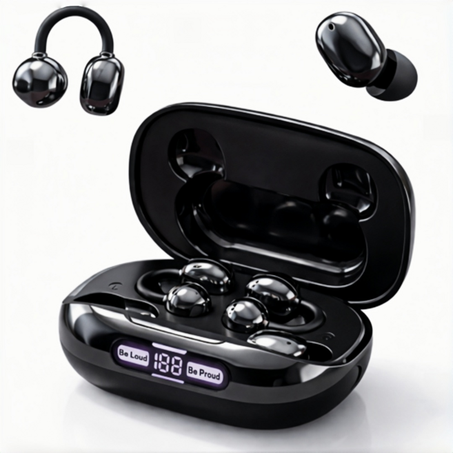 후맷hoomat 2-in-1(클립형+커널형) 무선 블루투스 이어폰 HiFi 고음질 C타입 이어폰, 블랙, GT630S