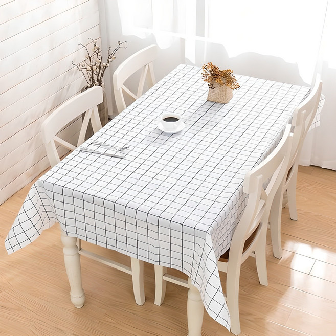 PVC 방수 식탁보, 화이트, 137 x 180 cm, 1개