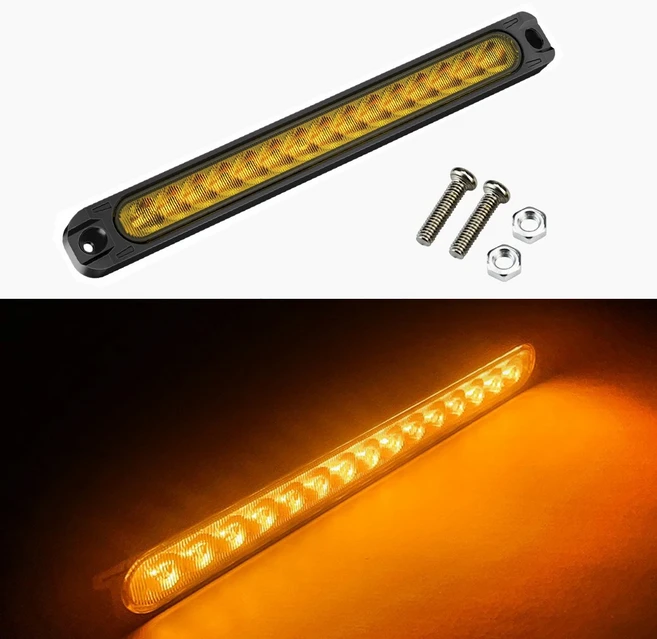 자동차라이트 자동차 RV 버스 트럭 일러 로리2V 차량용 레드 5LED 스트립 라이트 후미등 브크 경고등 U, 01 2 PCS YELLOW