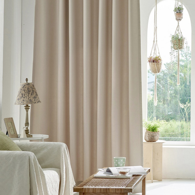 비츠 아일렛형 원톤 3중직 암막커튼+커튼봉 세트