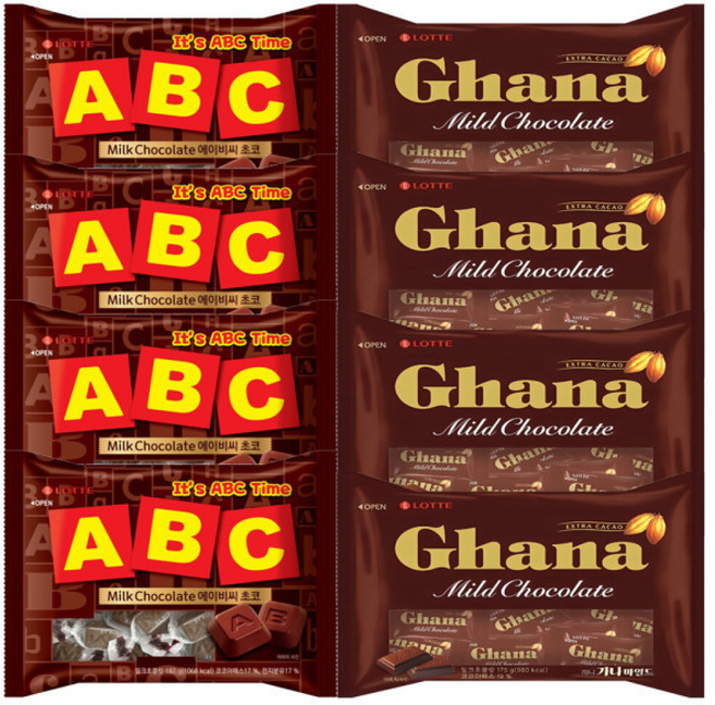 ABC초콜릿 ()+미니가나마일드() 무료배송인기 초콜릿 사탕 젤리, 4개, 187g