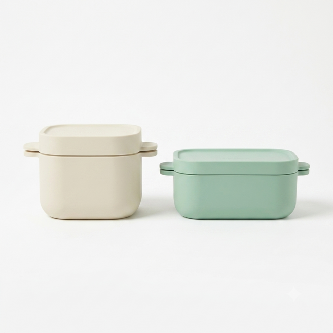 전자레인지 식기세척기용 실리콘 멀티찜기 2p, 1세트, 베이지/그린
