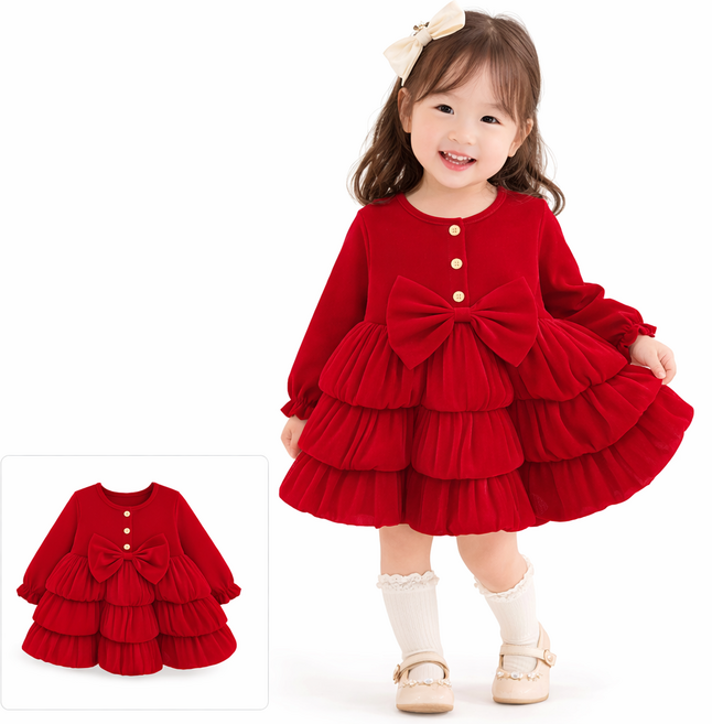 여아 빅리본 캉캉 프릴 원피스