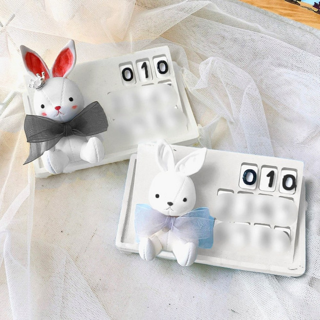 미니래빗 주차번호판 방향제 디퓨저 가죽토끼 인형 귀여운 송풍구 새차 여자친구 선물, 미니래빗 주차번호판(노랑 왕관), 베이비파우더, 1개