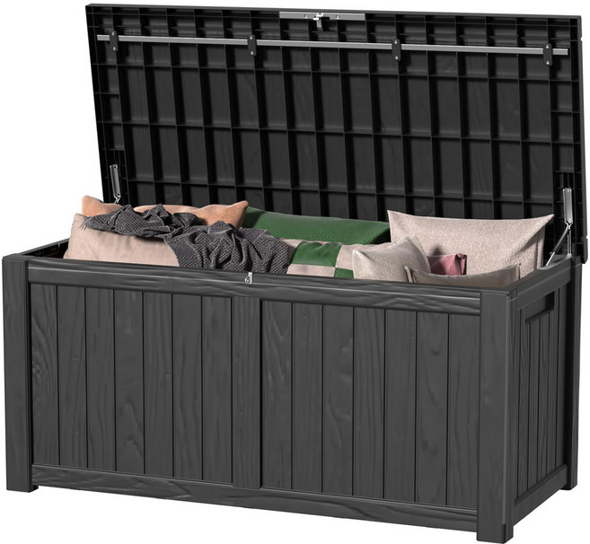 지오리빙 야외 보관함 대용량 실내외 수납 정리함 데크박스 조립식창고 마당 농기구 소형 대형 수납함, 450L(CW093A)