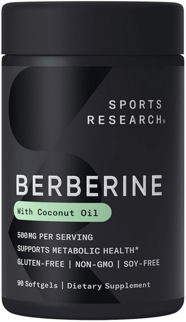 SPORTS RESEARCH 小檗鹼椰子油素食軟膠囊 500mg, 1個, 90顆