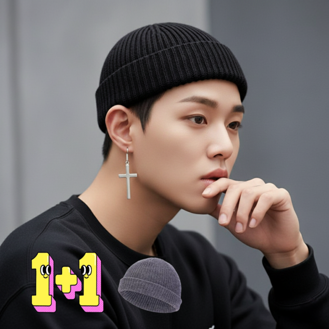 베인스튜디오 고급 남여공용 니트 숏비니 와치캡 1+1