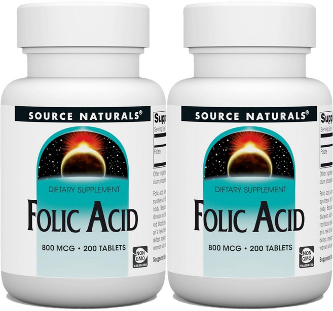 소스내추럴스 엽산 800mcg 테블릿, 200정, 2개