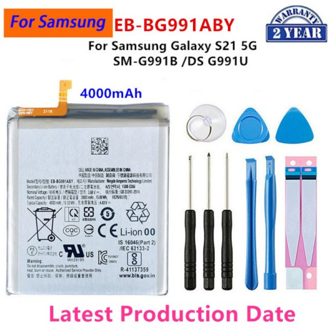 삼성 호환 호환 S21 5G SM-G991B /DS G991U 배터리 + 도구 용 새 EB-BG991ABY 4000mAh 교체, 1개