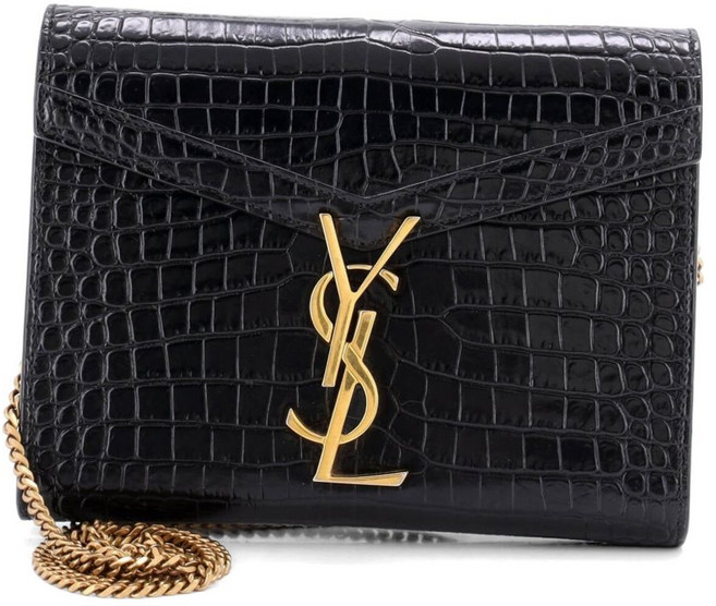 생 로랑 중고 카산드라 체인 크로커다일 엠보스드 레더 스몰 숄더 백