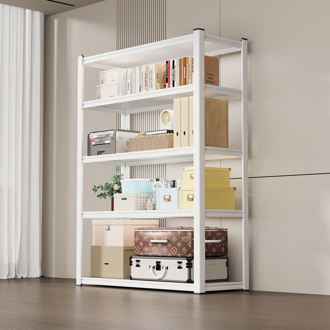 Kleeno 견고한 조립식 철제선반 무볼트 선반 앵글 경량랙, 3단, 흰색