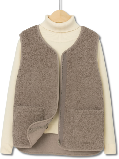 다다마켓 여성조끼 무스탕 앙털 후리스 집업 단추 조끼 뽀글이조끼 겨울조끼 데일리