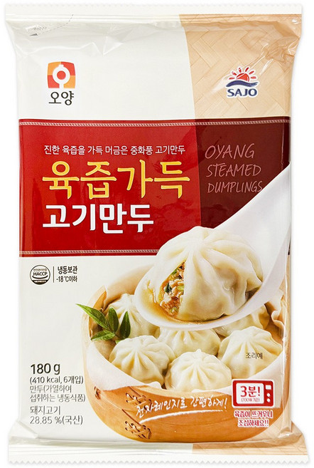 [정연푸드] 사조오양 육즙가득 고기만두 (PC방 간식 야식 전자레인지 간편조리), 180g, 30개