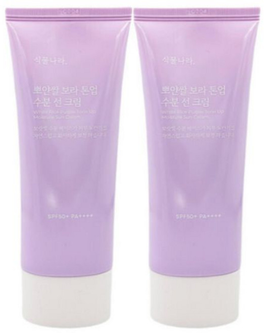 식물나라 뽀얀쌀 보라 톤업 수분선크림 100ml x 2개 SPF50+ PA++++, 150ml