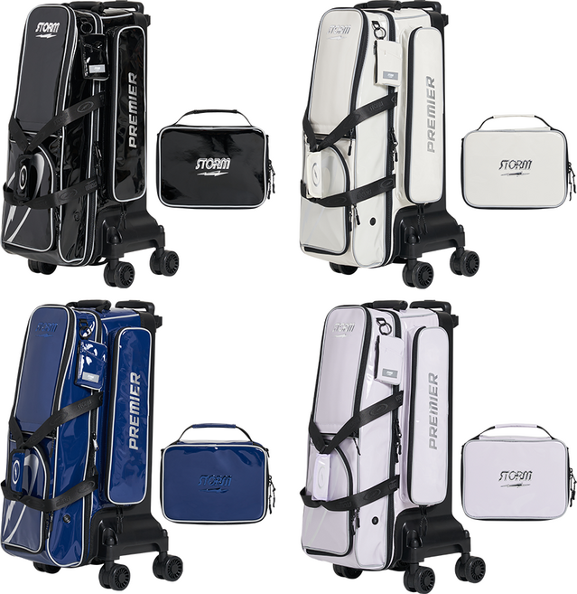 락엔볼 - 2025 스톰 프리미어 3볼 롤러백 볼링가방 악세사리 파우치 시소백 3개 포함, 카본 블루, 1개