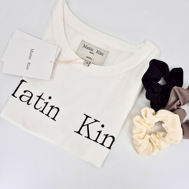 [국내매장판] MATIN KIM LOGO GROP TOP 마뗑킴 로고 크롭 탑 + BRANX 헤어스크런치