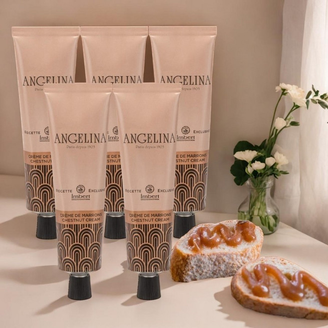 프랑스 안젤리나 체스트넛 크림 튜브 밤잼 물감잼 80g x5개 스프레드 소스, 5개
