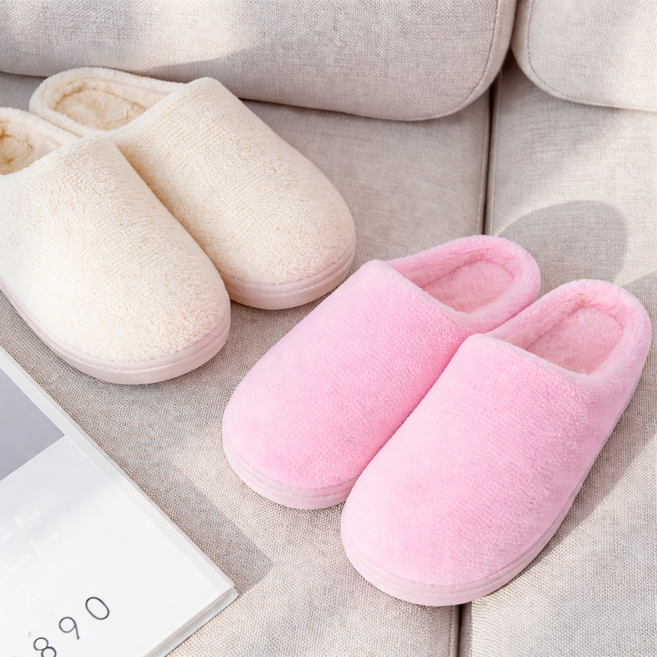CH컴퍼니 [1+1 무료배송] 겨울 산호 방한 털 거실화 실내 슬리퍼, 산호양털 크림핑크(여성용), 1개
