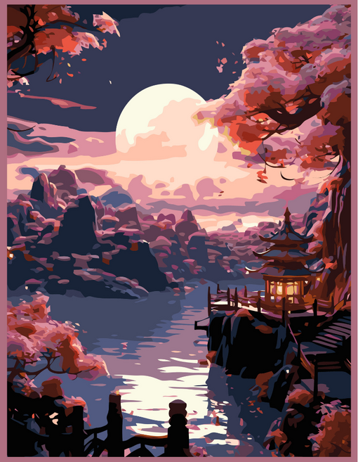 온메이드 DIY 명화그리기 그림그리기 세트 MD-220, 1개, 33 월화 풍경