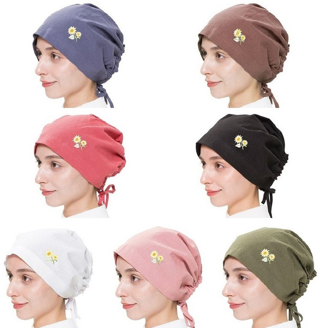 예경 사계절 린넨 와펜 꽃 두건 B형 7종, PO-0045-B (흰색), PO-0045-B (흰색), 1개