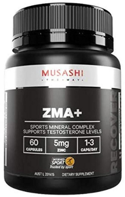 MUSASHI 일본직구 ZMA 운동선수용 미네랄 블렌드 60캡슐 (국제 직제품), 1개