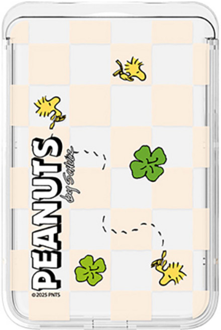 스누피 프렌즈 런 패턴 업다운 투명 슬라이드 맥세이프 호환 마그네틱 카드 지갑 카드케이스 카드3장 수납가능, 1개, 투명_스누피 프렌즈 런 패턴_럭키 우드스탁