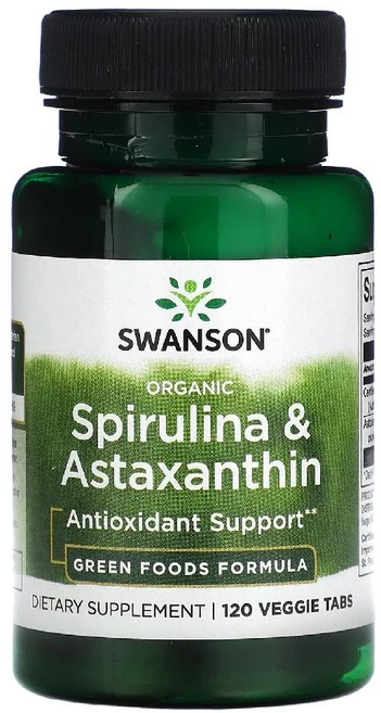 Swanson 유기농 스피룰리나 및 아스타잔틴 베지 정제 120정 Swanson (스완슨), 1개 - 쿠팡
