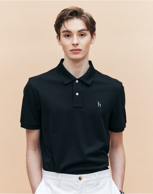 25SS [링클프리] 블랙 반팔 피케 티셔츠 HZTS5B403BK