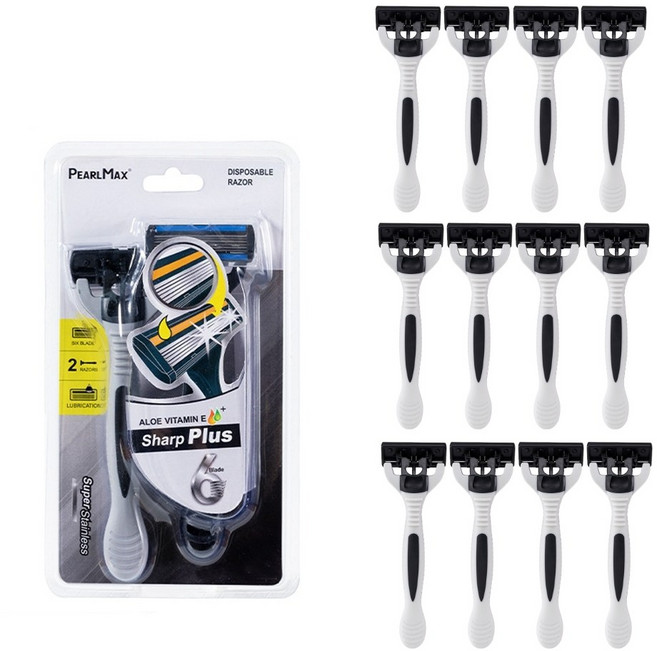 PureEdge 6중날 일회용 12EA 대용량 가성비 면도기세트 쉐이빙폼 3EA 포함, 1개, 12개입