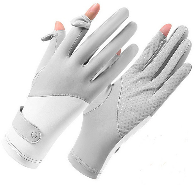 [1+1] 온브레이크 자외선차단장갑 여성 여름 손가락 운전용 운전 장갑, 그레이화이트+그레이화이트