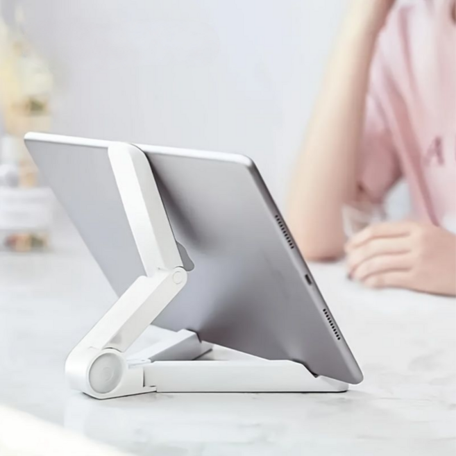 조절식 안정 지지 듀얼축 접이식 태블릿 스마트폰 스탠드, 화이트, 1개